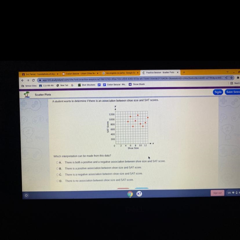 A student wants to determine if there is an association between show size and SAT-example-1