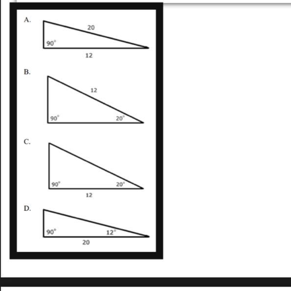 A triangle has two angles with measures of 90 and 20 degrees joined by a side with-example-1