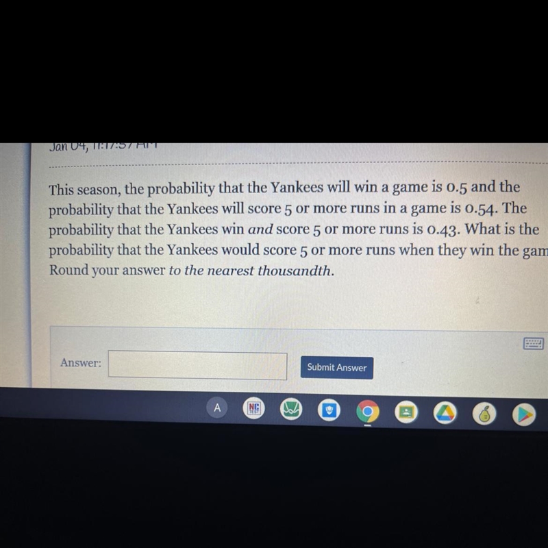 This season, the probability that the Yankees will win a game is 0.5 and the probability-example-1