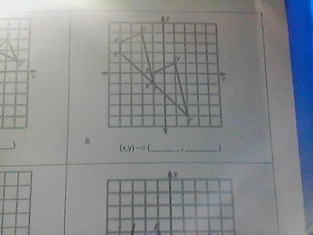 ~Describe the transformation, by giving the coordinate rule. 8.) (x,y) --> (________,________)-example-1