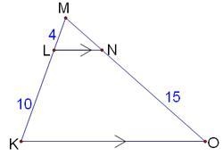 PLEASE HELP, DUE SOON, TY!!:) Solve for MN. A)21 B)9 C)6 D)4-example-1