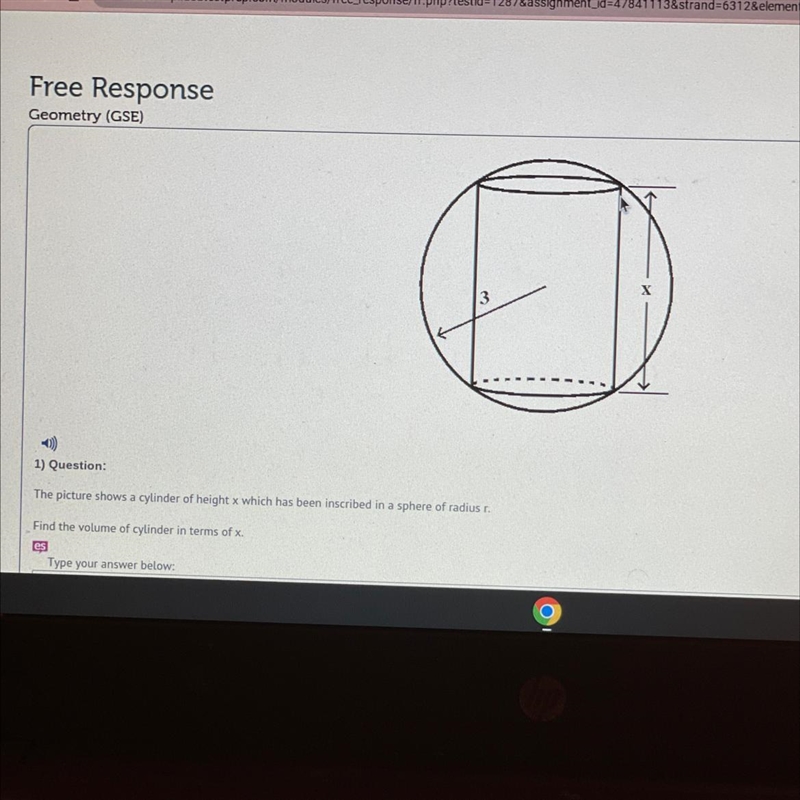 HELPPPPP QUICKLYYY !!! The picture shows a cylinder of height x which has been inscribed-example-1