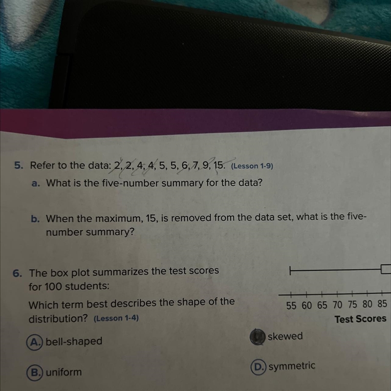 Need help on number 5!-example-1