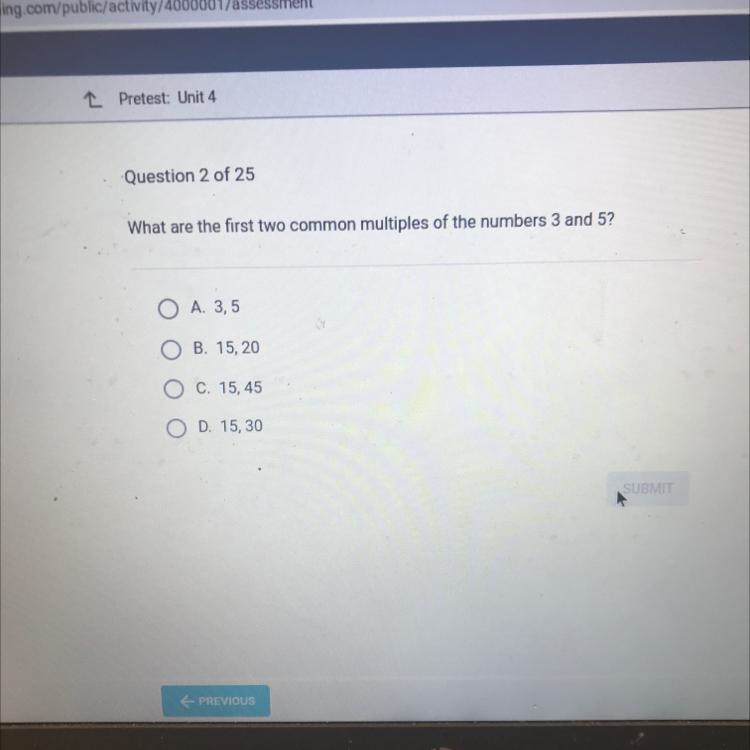 What are the first two common multiples of the number 3 and 5?-example-1