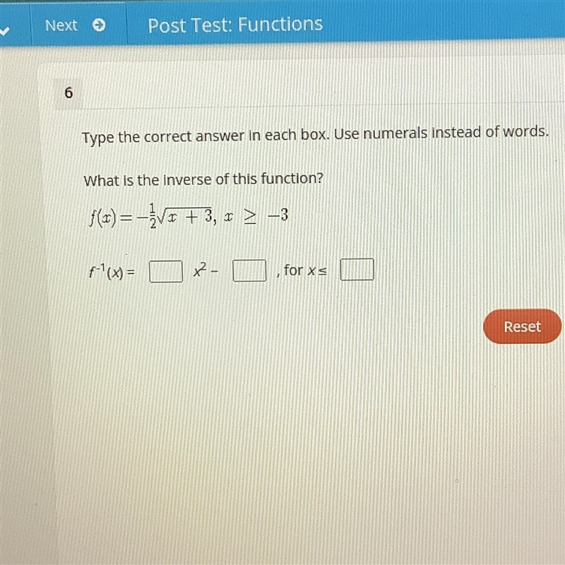 What is the inverse of this function? f(x) = − ½√x + 3, x ≥ −3-example-1