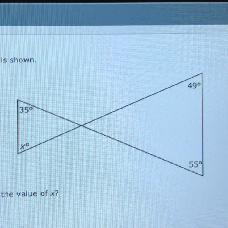 2. A figure is shown. What is the value of x? A 111 B. 104 c. 76 D.69-example-1