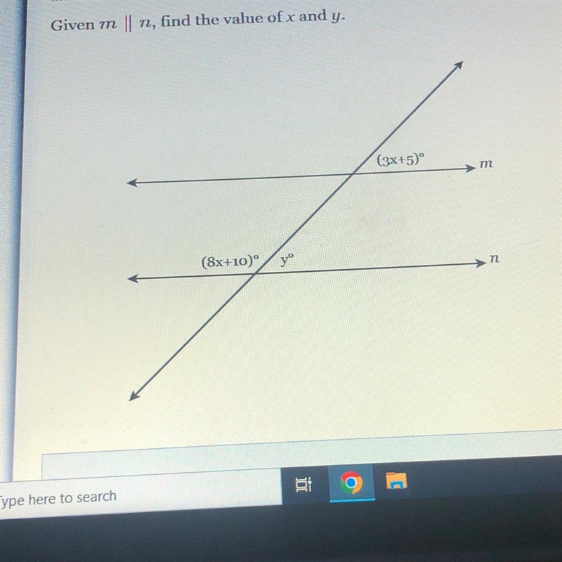 Given m || n, find the value of x and y.-example-1