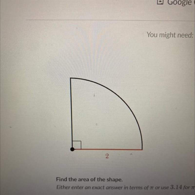 Diameter 2 Find the area of the shape-example-1