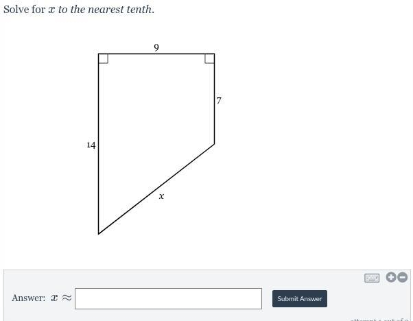 Solve for x to the nearest tenth.-example-1