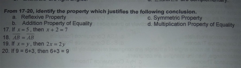 IDENTIFY THE PROPERTY WHICH JUSTIFIES THE FOLLOWING CONCLUSION A. REFLECTIVE PROPERTY-example-1