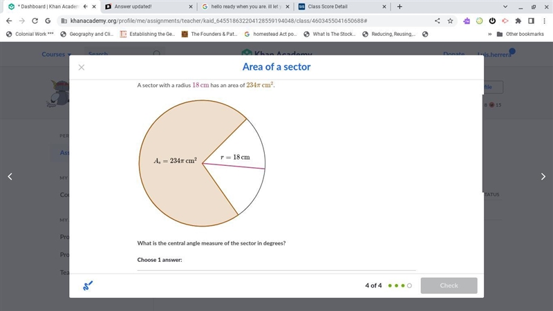 A sector with a radius \maroonD{18\,\text{cm}}18cmstart color #ca337c, 18, start text-example-1