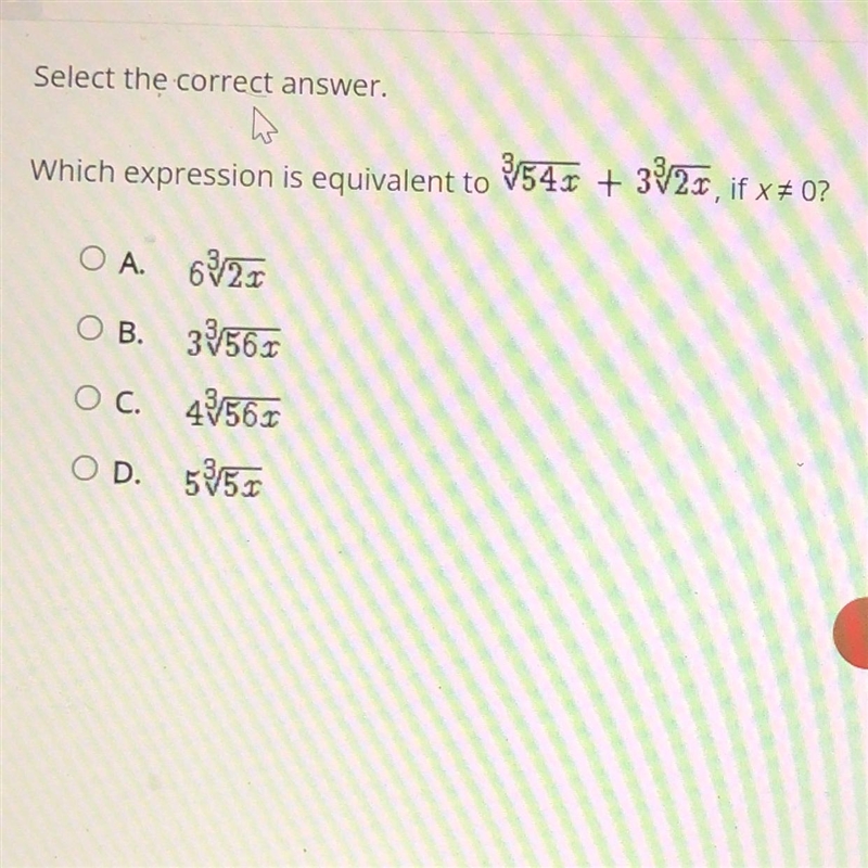 Select the correct answer. which expression is equivalent to this-example-1