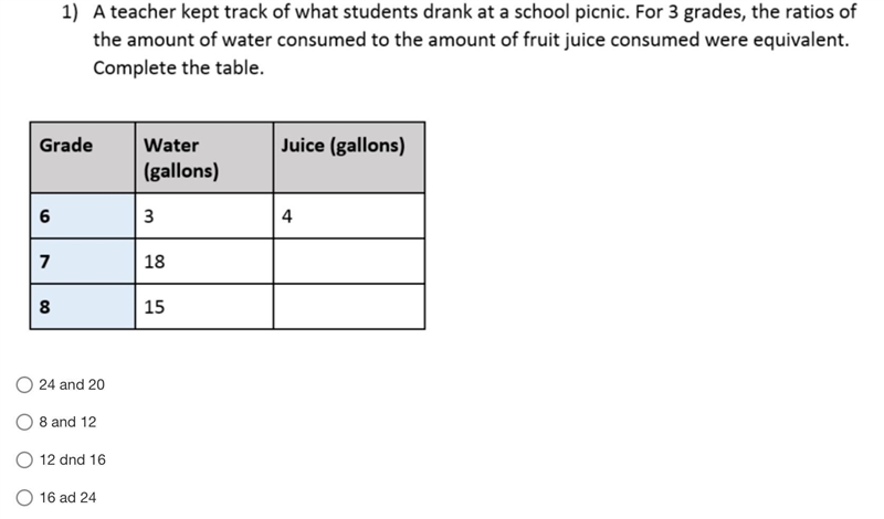 The teacher kept track of what students drank at a school picnic. For 3 grades, the-example-1