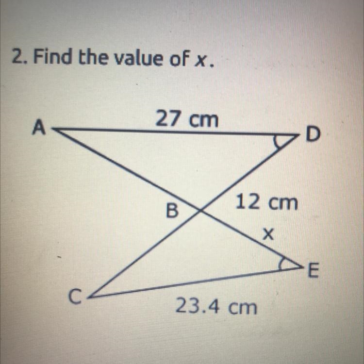 How do I find the value of X?? The answer choices are: 7.58 cm 10.4 cm 13.846 cm 52.65 cm-example-1