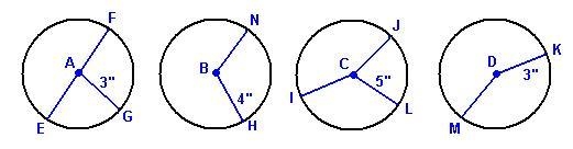 Which circles have the same length radii? B and C A and D A and C-example-1