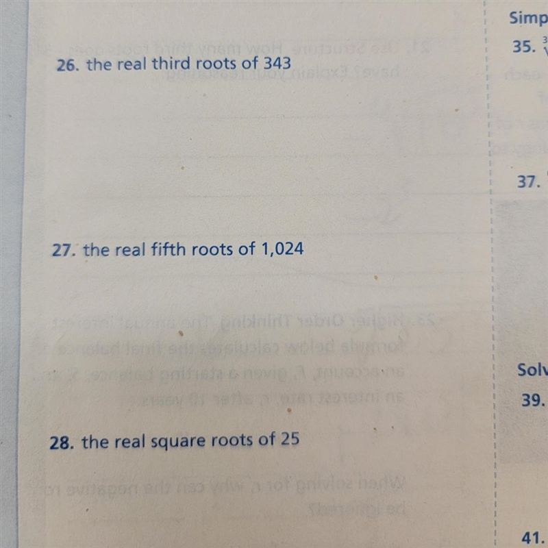 Need help with number 28. Find the specified roots of each number-example-1