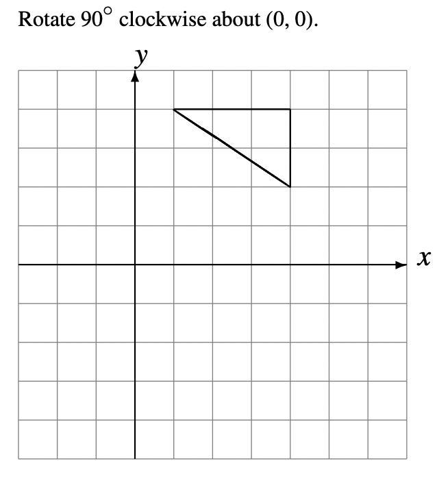 Rotate the following figure 90 degrees clockwise about the origin (0,0)-example-1