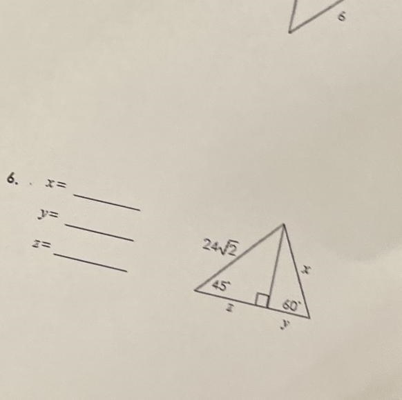 Find the value of each variable x= y= z=-example-1