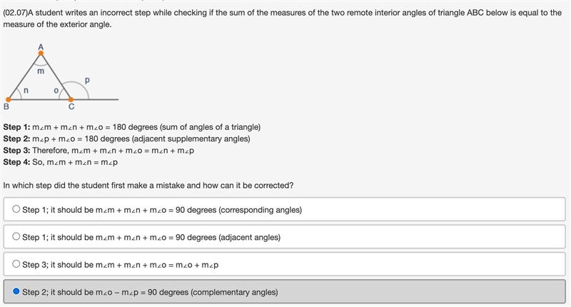 a student writes an innocent step while checking if the sum of the measures of the-example-1