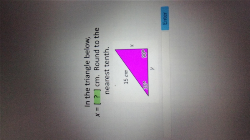 80 PTS In the triangle below X=[?] cm. Round to the nearest tenth.-example-1