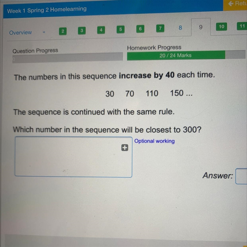 Which number in the sequence will be closest to 300?-example-1