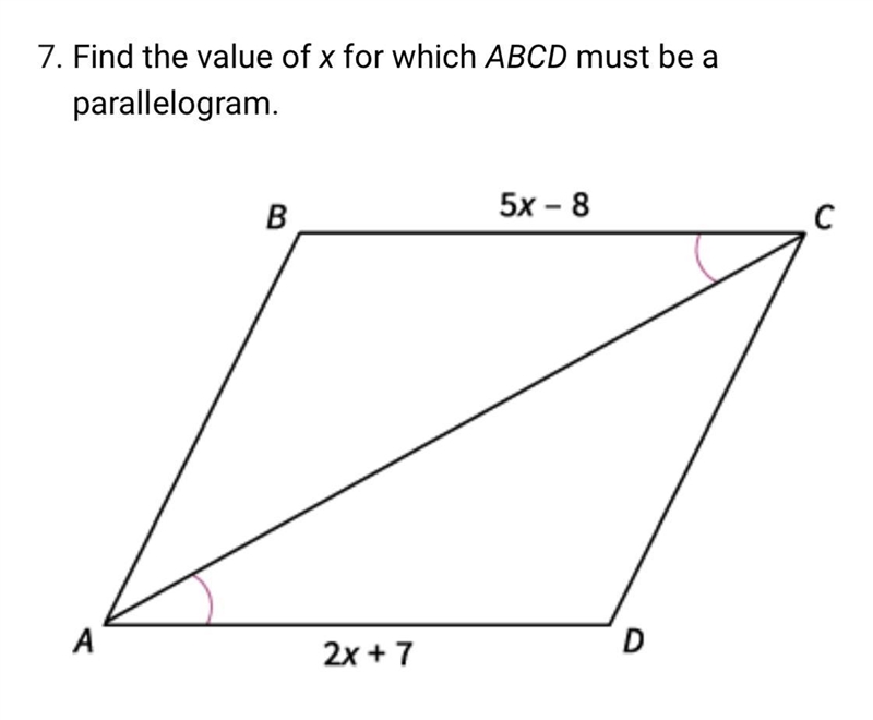 Find the value of x for which ABCD must be a parallelogram. Answer options: 5 3 17 34-example-1