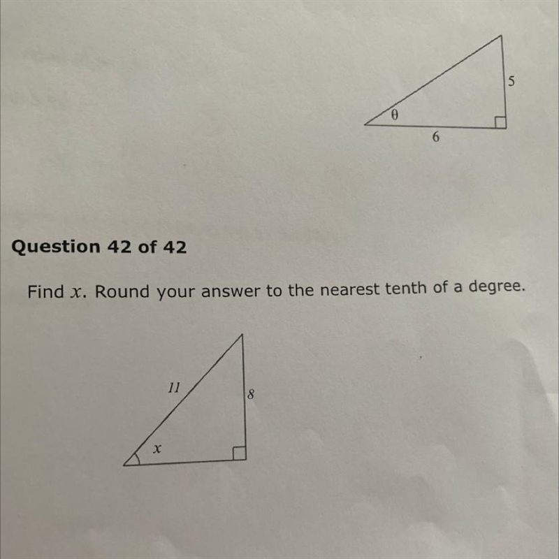 Find x. Round your answer to the nearest tenth of a degree. X 11 8-example-1