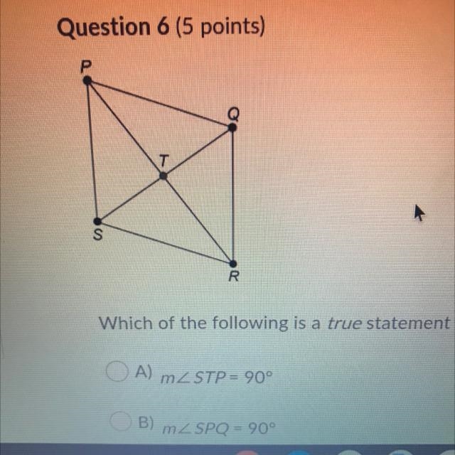 Which of the following is a true statement about the rhombus shown? A)m B)m C) ST-example-1