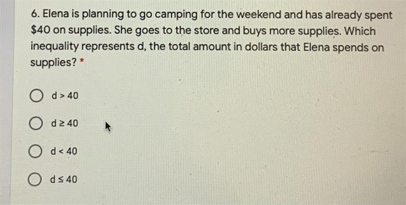 6. Elena is planning to go camping for the weekend and has already spent$40 on supplies-example-1