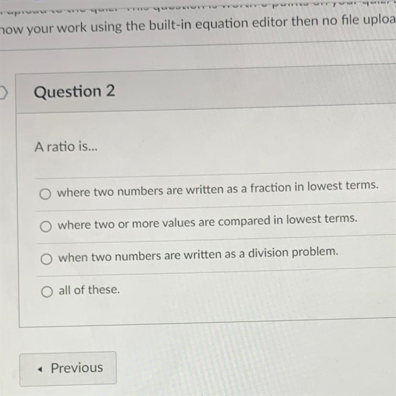 A ratio is... O where two numbers are written as a fraction in lowest terms. O where-example-1