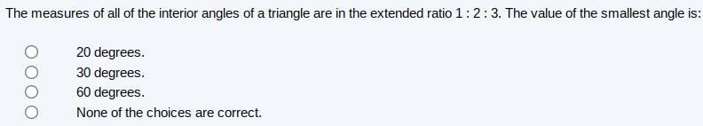 The measures of all of the interior angles of a triangle are in the extended ratio-example-1