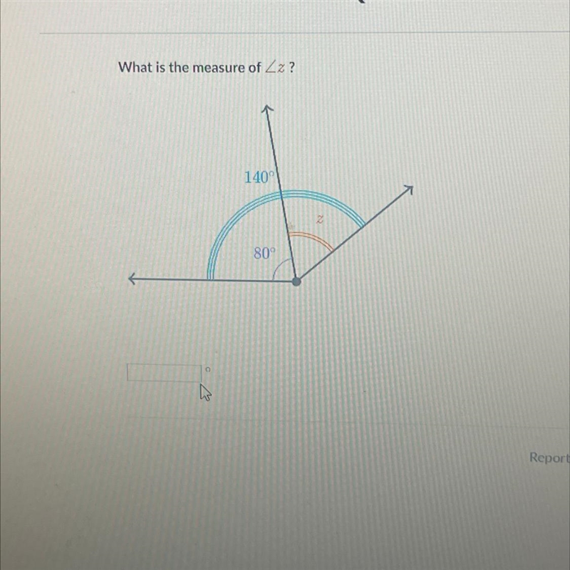 What is the measure of Zz? 140° 80° Z-example-1