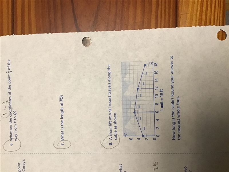 GEOMETRY HONORS 6. What are the coordinates of the point 2/3 of the way from P to-example-1