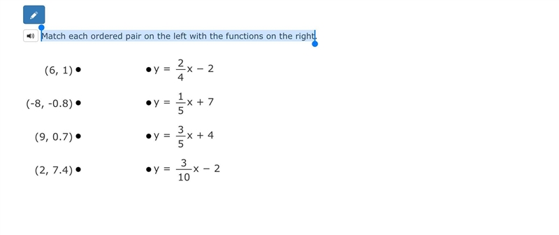 (100 points) Match each ordered pair on the left with the functions on the right-example-1