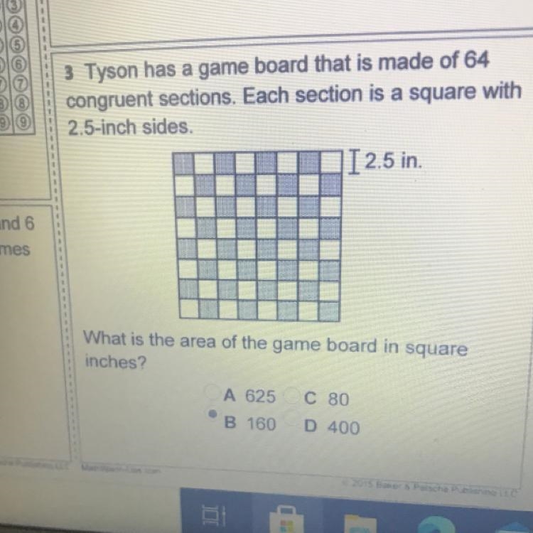 Tyson has a game board that is made of 64congruent sections. Each section is a square-example-1