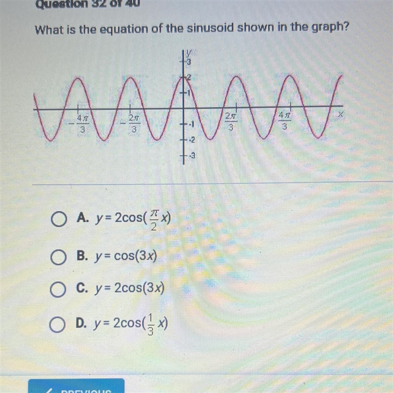 I need help can’t work out the right answer. What is the equation of the sinusoid-example-1