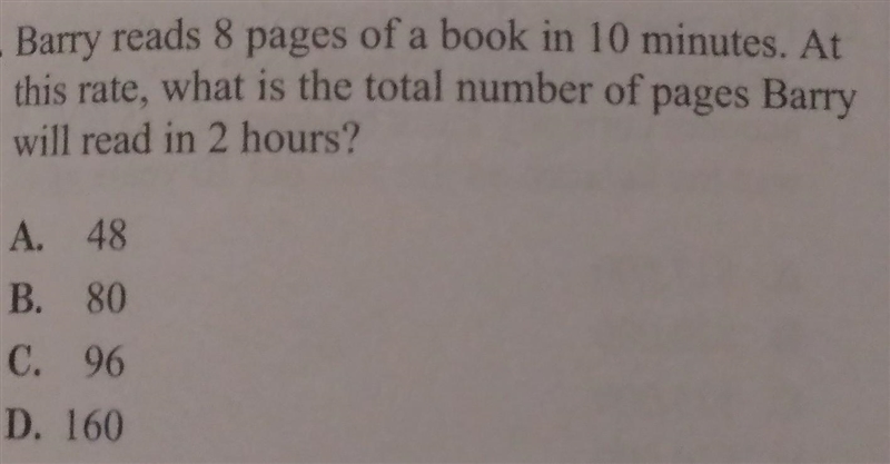 Barry reads 8 pages of a book in 10 minutes. At this rate, what is the total number-example-1