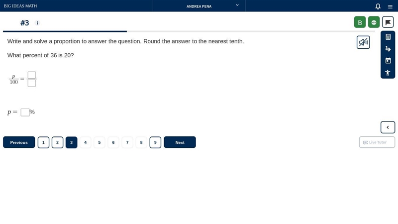 Write and solve a proportion to answer the question. Round the answer to the nearest-example-1