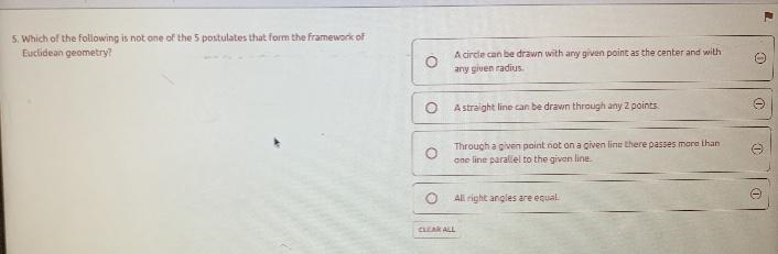 5. Which of the following is not one of the 5 postulates that form the framework of-example-1