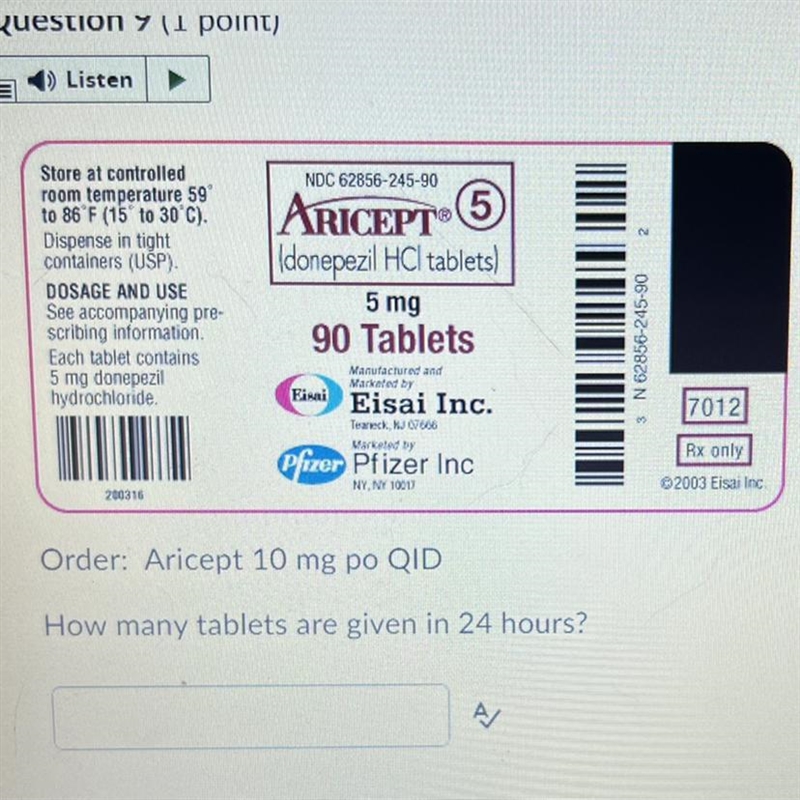 Please answer asap. The question is how many is tablets is given in 24hrs-example-1