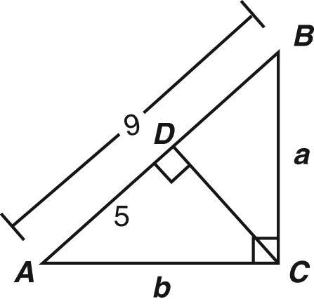 CD is an altitude in right triangle ABC. The hypotenuse is 9 inches long, and ¯¯¯¯¯¯¯¯¯ AD-example-1