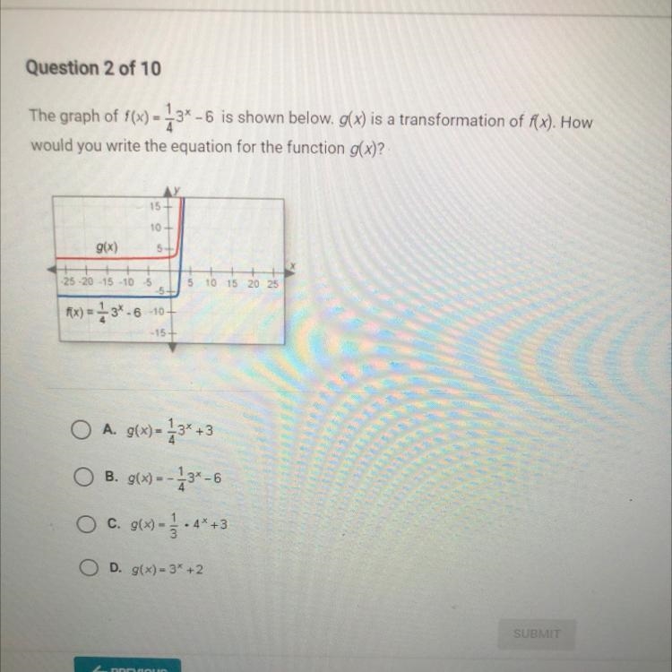 How would you write the equation for the function g(x)?-example-1