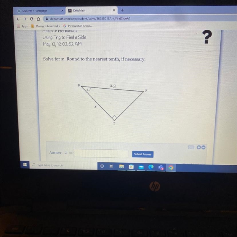 Solve for x. Round to the nearest tenth, if necessary.-example-1