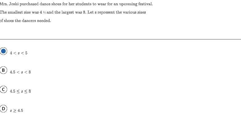 mrs. joshi purchase dance shoes for her students to wear to and upcoming festival-example-1