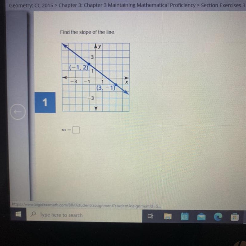 Find the slope of the line. m=-example-1