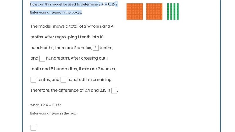 How can this model be used to determine 2.4−0.15 ? Enter your answers in the boxes-example-1