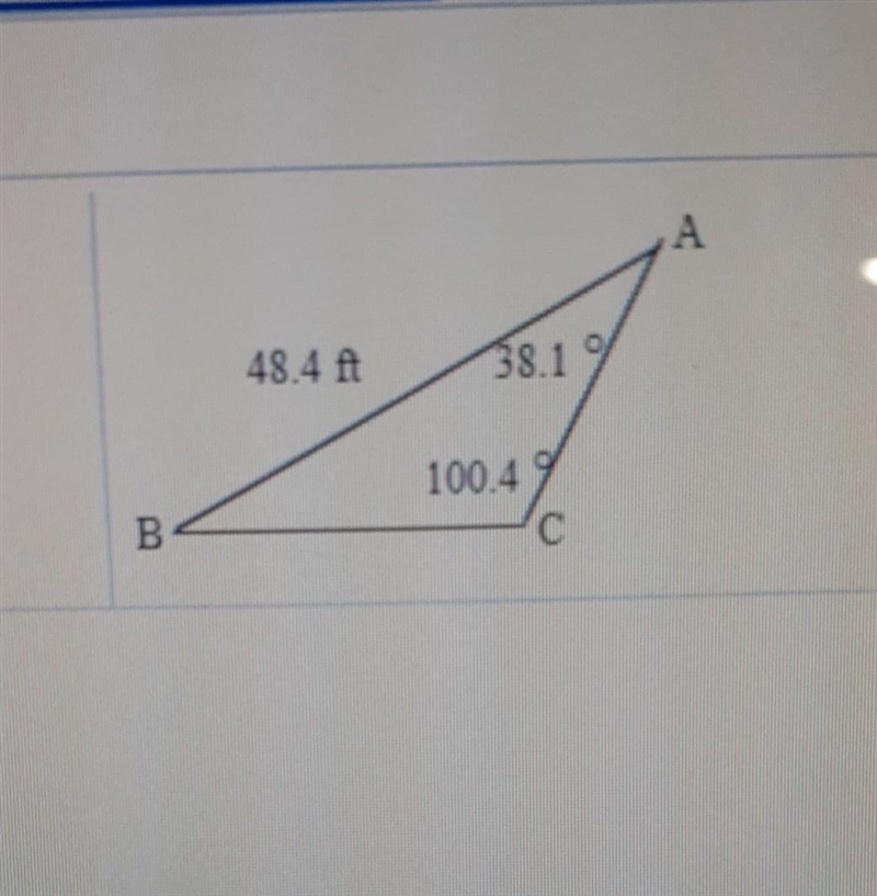 Determine the remaining sides and angles of the triangle ABCwhat is the measure of-example-1