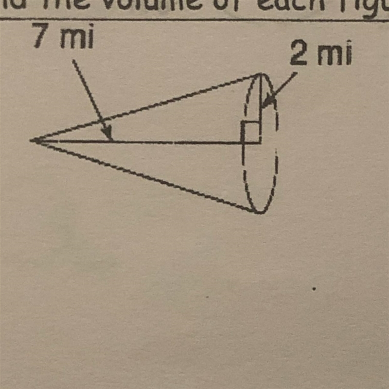 Help find the volume of the figure in terms of Pi.-example-1