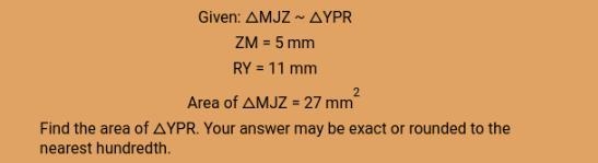 Use the information below to find the area of the other triangle-example-1