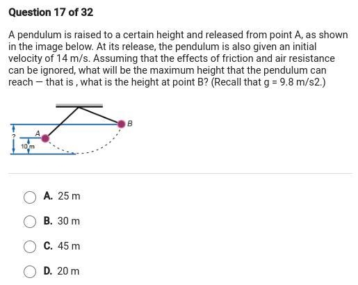 A pendulum is raised to a certain height and released from point A, as shown in the-example-1